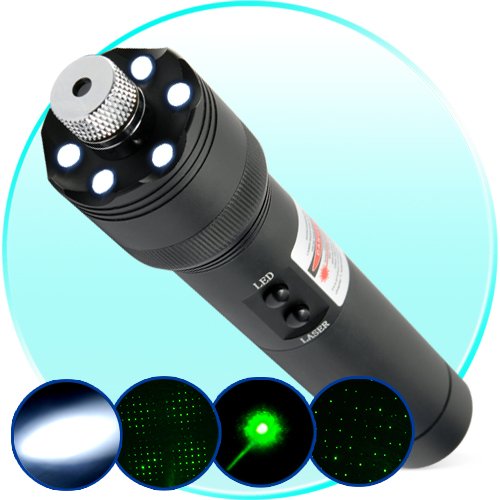 200MW green laser pointer with LED Flashlight